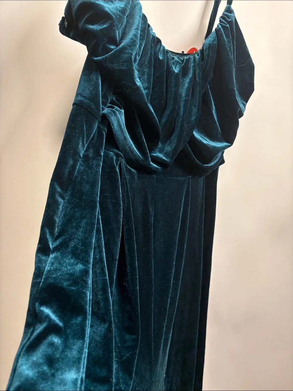 Cider Teal Velvet Draped Wide-Leg Jumpsuit - Picture 11 of 13